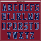 Custom Crimson Navy-Light Blue Bomber Varsity Letterman Zipper Jacket