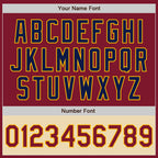 Custom Crimson Navy Gold-Cream Bomber Varsity Letterman Two Tone Zipper Jacket