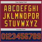 Custom Crimson Gold-Navy Bomber Varsity Letterman Two Tone Zipper Jacket