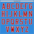 Custom Powder Blue Red-White Bomber Varsity Letterman Zipper Jacket