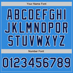 Custom Powder Blue Navy-White Bomber Varsity Letterman Zipper Jacket