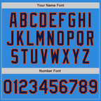 Custom Powder Blue Navy-Orange Bomber Varsity Letterman Zipper Jacket