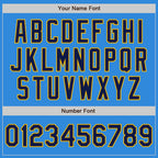 Custom Powder Blue Navy-Gold Bomber Varsity Letterman Zipper Jacket