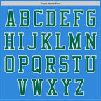 Custom Powder Blue Kelly Green-White Bomber Varsity Letterman Zipper Jacket