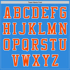 Custom Powder Blue Orange-White Bomber Varsity Letterman Zipper Jacket