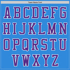 Custom Powder Blue Purple-White Bomber Varsity Letterman Zipper Jacket