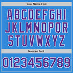 Custom Powder Blue Purple-White Bomber Varsity Letterman Zipper Jacket