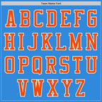 Custom Powder Blue Orange-White Bomber Varsity Letterman Two Tone Zipper Jacket