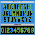 Custom Powder Blue Neon Green-Black Bomber Varsity Letterman Two Tone Zipper Jacket