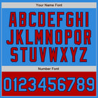 Custom Powder Blue Navy-Red Bomber Varsity Letterman Two Tone Zipper Jacket