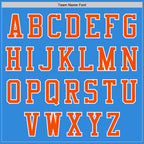 Custom Powder Blue White-Orange Bomber Varsity Letterman Two Tone Zipper Jacket