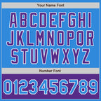 Custom Powder Blue White-Purple Bomber Varsity Letterman Two Tone Zipper Jacket