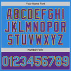 Custom Powder Blue Gold-Purple Bomber Varsity Letterman Two Tone Zipper Jacket