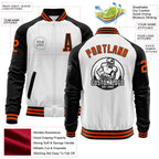 Custom White Orange-Black Bomber Varsity Letterman Two Tone Zipper Jacket