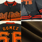 Custom Olive Cream Old Gold-Black Bomber Varsity Letterman Salute To Service Zipper Jacket