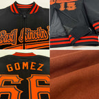 Custom Texas Orange Vintage USA Flag Black-Cream Bomber Varsity Letterman Zipper Jacket