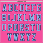 Custom Pink Light Blue-Navy Bomber Varsity Letterman Zipper Jacket