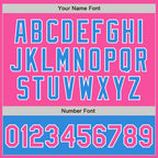 Custom Pink White-Powder Blue Bomber Varsity Letterman Two Tone Zipper Jacket