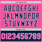 Custom Pink White-Navy Bomber Varsity Letterman Two Tone Zipper Jacket