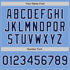 Custom Light Blue Navy-White Bomber Varsity Letterman Zipper Jacket