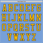 Custom Light Blue Gold-Navy Bomber Varsity Letterman Zipper Jacket