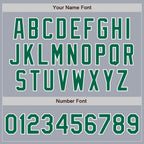 Custom Gray Kelly Green-White Bomber Varsity Letterman Zipper Jacket