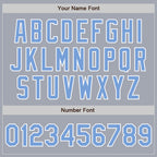 Custom Gray Light Blue-White Bomber Varsity Letterman Zipper Jacket
