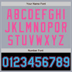 Custom Gray Sky Blue Black-Pink Bomber Varsity Letterman Two Tone Zipper Jacket