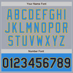 Custom Gray Navy Gold-Powder Blue Varsity Letterman Two Tone Zipper Jacket