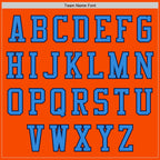 Custom Orange Navy-Powder Blue Bomber Varsity Letterman Two Tone Zipper Jacket