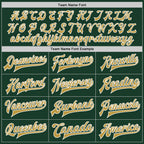 Custom Green Old Gold-White Bomber Full-Snap Varsity Letterman Two Tone Jacket