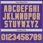 Custom Purple Old Gold-White Bomber Full-Snap Varsity Letterman Two Tone Jacket