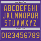 Custom Purple Old Gold-Cream Bomber Full-Snap Varsity Letterman Two Tone Jacket