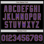 Custom Black Purple-Old Gold Bomber Full-Snap Varsity Letterman Jacket