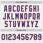 Custom White Purple-Old Gold Bomber Full-Snap Varsity Letterman Jacket