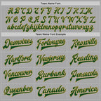 Custom Gray Green-Old Gold Bomber Full-Snap Varsity Letterman Jacket
