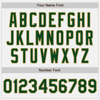 Custom White Green-Old Gold Bomber Varsity Letterman Zipper Jacket