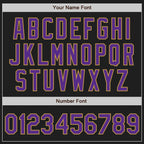 Custom Black Purple-Old Gold Bomber Full-Snap Varsity Letterman Hoodie Jacket