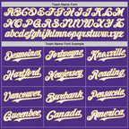 Custom Purple White-Old Gold Bomber Full-Snap Varsity Letterman Two Tone Hoodie Jacket