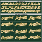 Custom Green Cream-Old Gold Bomber Full-Snap Varsity Letterman Two Tone Hoodie Jacket