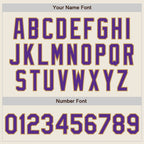 Custom Cream Purple-Old Gold Bomber Full-Snap Varsity Letterman Two Tone Hoodie Jacket