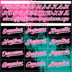 Custom Black Pink Teal-White Abstract Brush Stroke 3D Pattern Design Bomber Full-Snap Varsity Letterman Hoodie Jacket