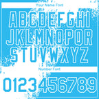 Custom Sky Blue White Black-Pink Abstract Brush Stroke 3D Pattern Design Bomber Full-Snap Varsity Letterman Hoodie Jacket