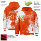 Custom Orange White Abstract Brush Stroke 3D Pattern Design Bomber Full-Snap Varsity Letterman Hoodie Jacket