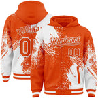 Custom Orange White Abstract Brush Stroke 3D Pattern Design Bomber Full-Snap Varsity Letterman Hoodie Jacket