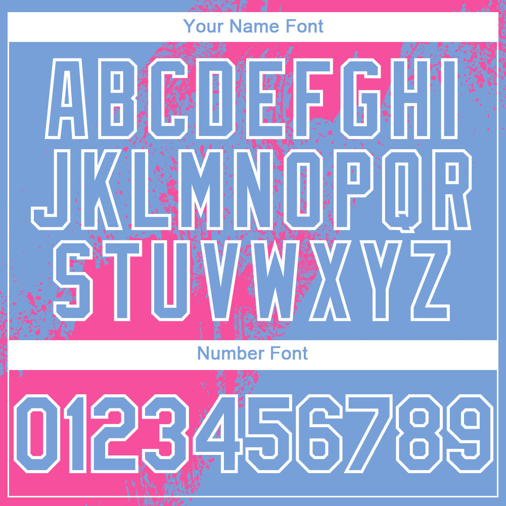 Custom Light Blue Pink-White Abstract Brush Stroke 3D Pattern Design Bomber Full-Snap Varsity Letterman Hoodie Jacket