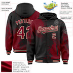 Custom Black Crimson City Cream-Cream Abstract Brush Stroke 3D Pattern Design Bomber Full-Snap Varsity Letterman Hoodie Jacket