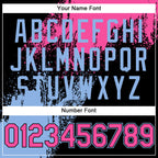 Custom Black Pink-Light Blue Abstract Brush Stroke 3D Pattern Design Bomber Full-Snap Varsity Letterman Hoodie Jacket