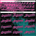Custom Black Pink-Teal Abstract Brush Stroke 3D Pattern Design Bomber Full-Snap Varsity Letterman Hoodie Jacket