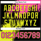 Custom Black Pink Neon Yellow-White Abstract Brush Stroke 3D Pattern Design Bomber Full-Snap Varsity Letterman Hoodie Jacket